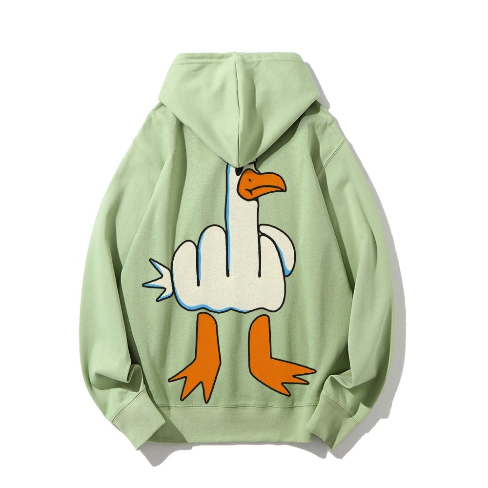 Rude Seagull Design Funny Printed Back Cotton Hoodie