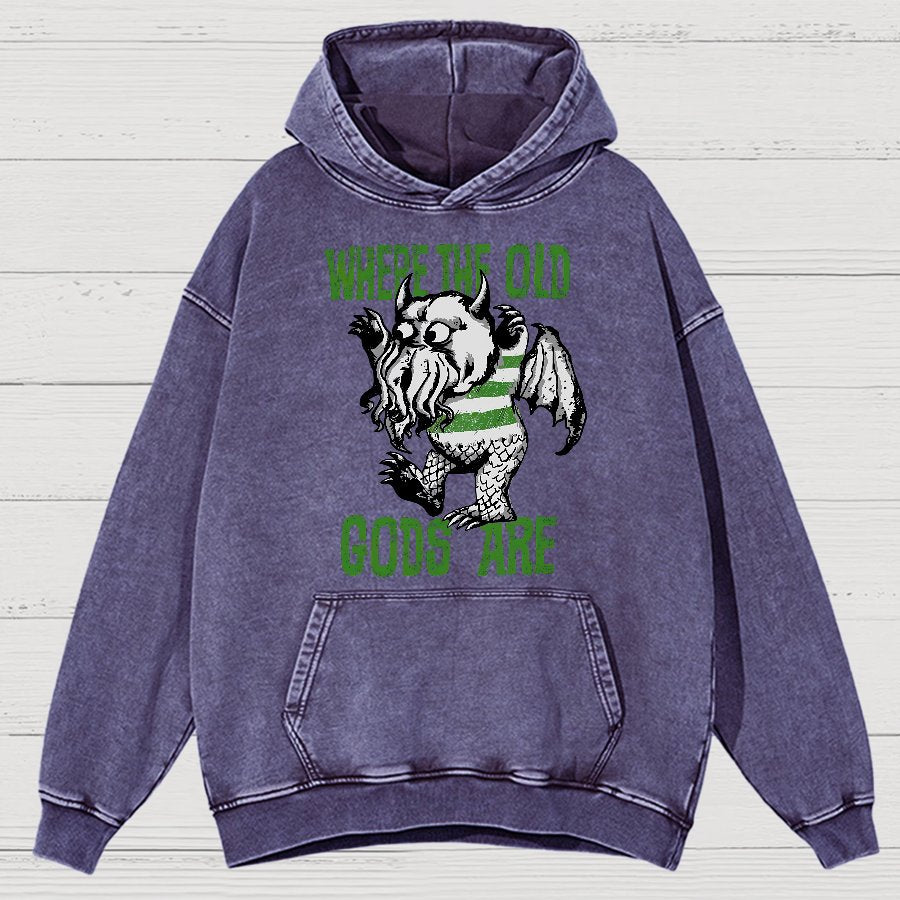 Where The Old Gods Are Vintage Distressed Hoodie
