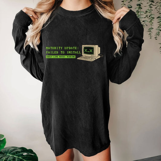 Adult Life Patch Missing Washed Long Sleeve Tee