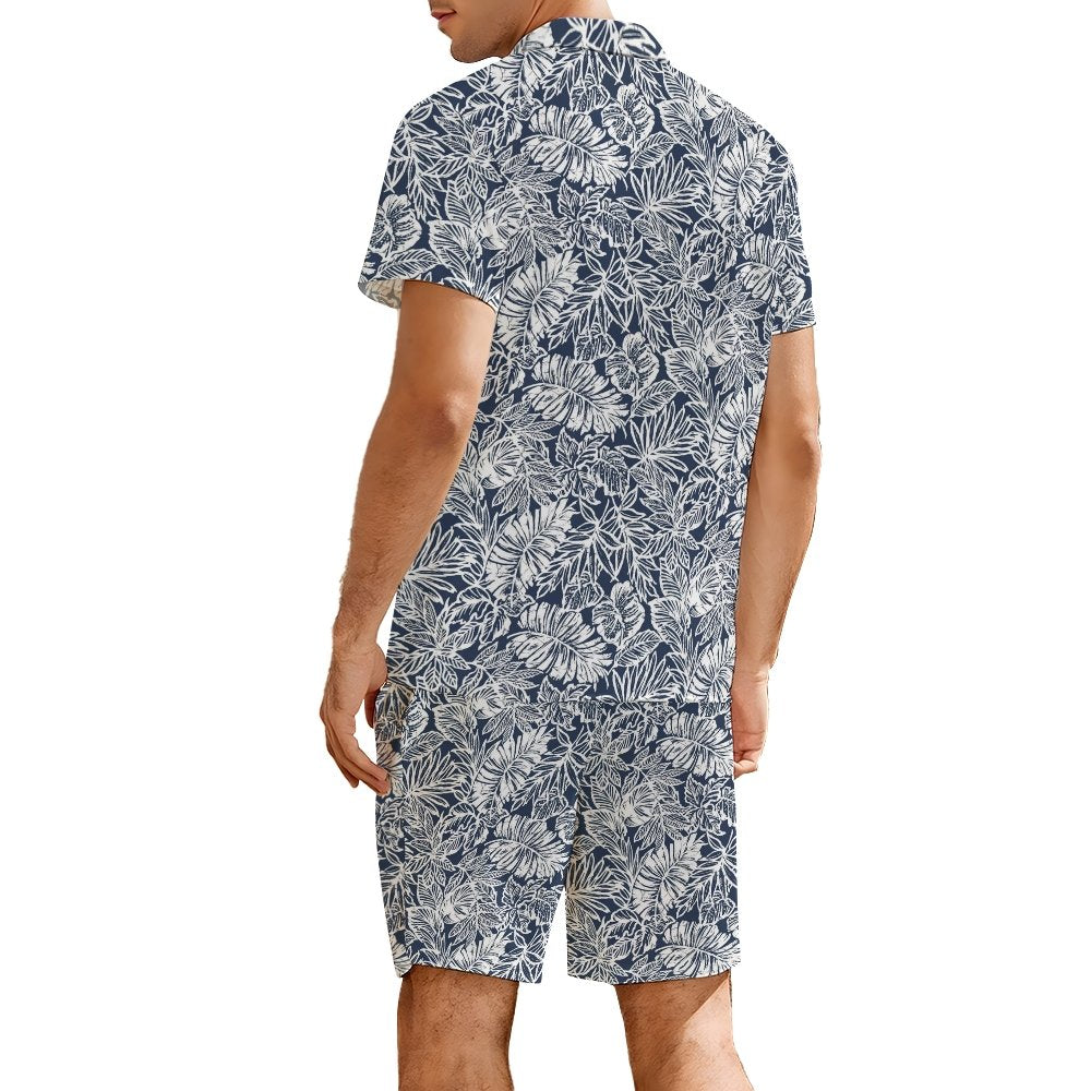 Leaf Print Hawaiian Shirt Set