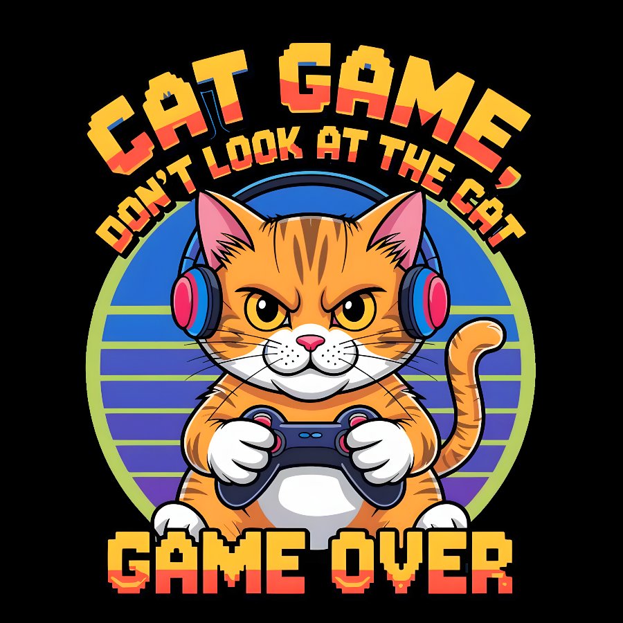 Funny Cat Game-Game Over Geek T-Shirt