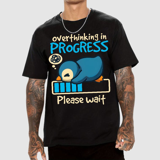 Penguin Overthinking In Progress Geek T-Shirt