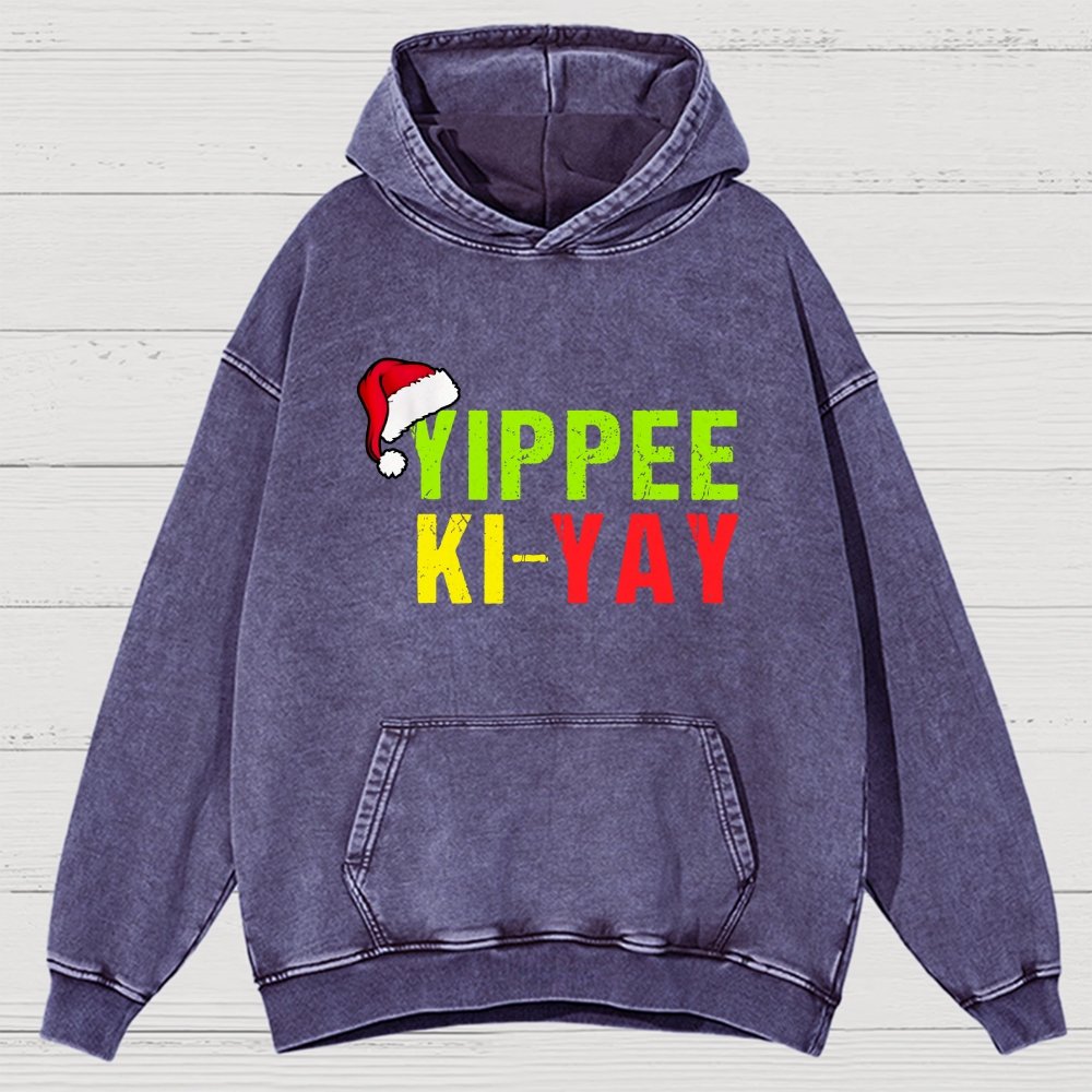 Yippee-Ki-Yay Funny Christmas Vintage Distressed Hoodie