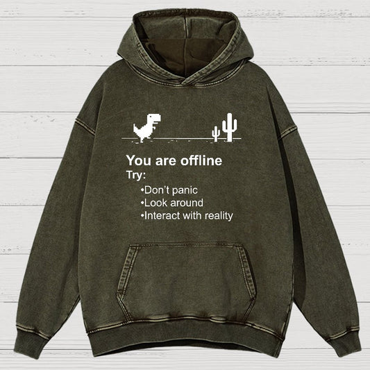 Funny Offline No Internet Vintage Distressed Hoodie