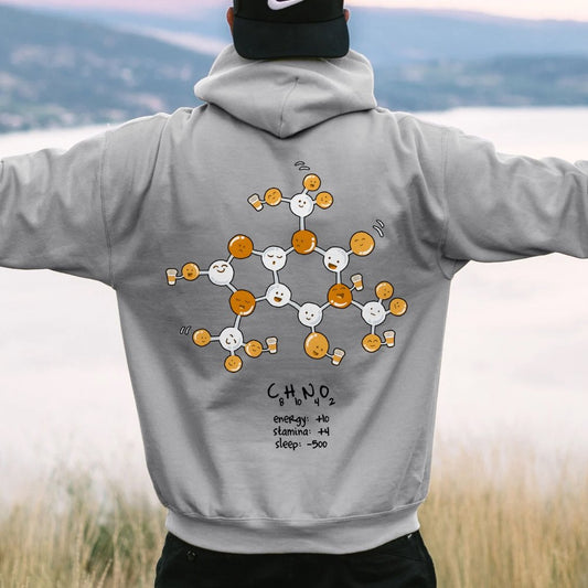 Caffeine Power Up Printed Back Unisex Cotton Hoodie