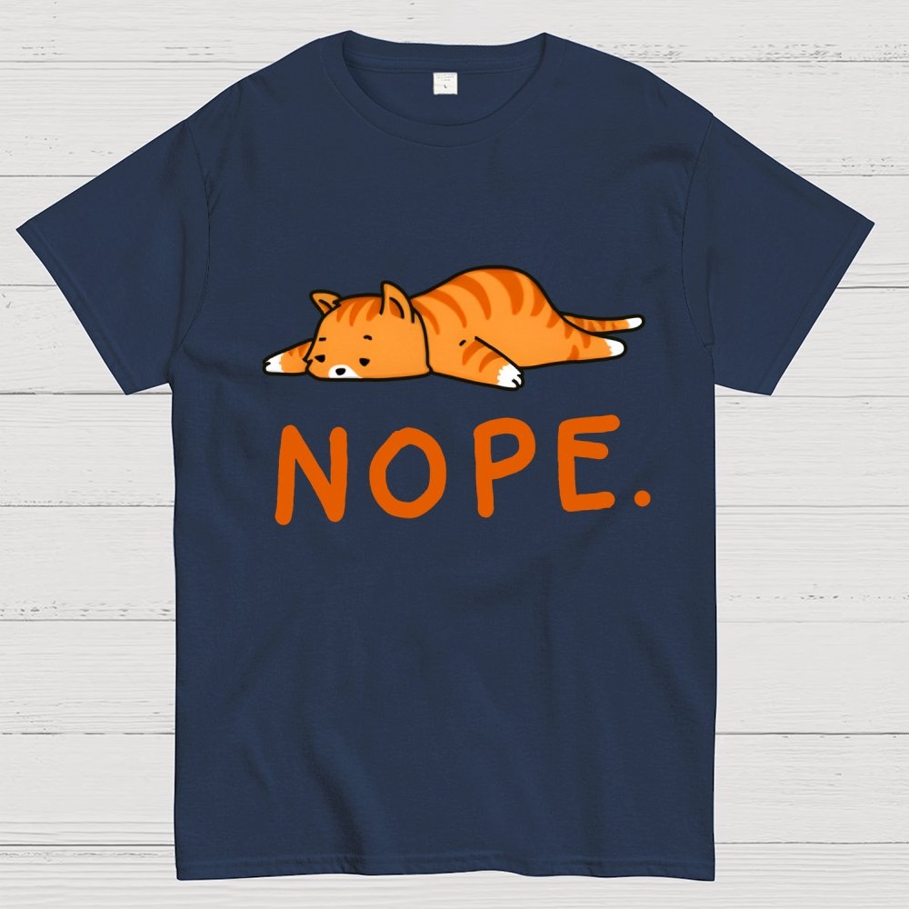 Nope Lazy Cat Geek T-Shirt