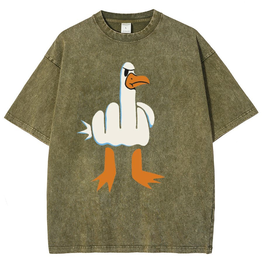Rude Seagull Design Funny Vintage Distressed T-shirt