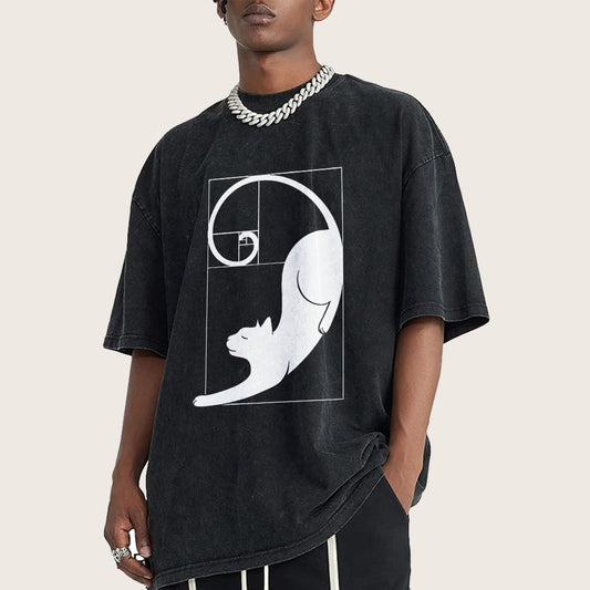 Fibonacci Cat Golden Ratio Vintage Distressed T-shirt