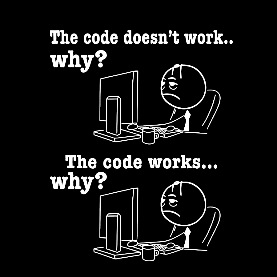 Programmer The Code Doesn't Work Why The Code Works Why Funny T-Shirt