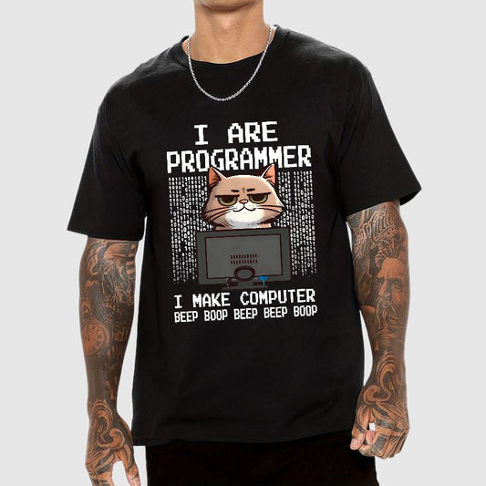 Programmer Cute Cat Coding Geeky T-Shirt