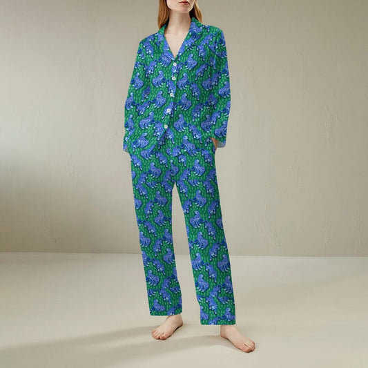 Tiger Art Pattern Geek Long Sleeve Pajama Set