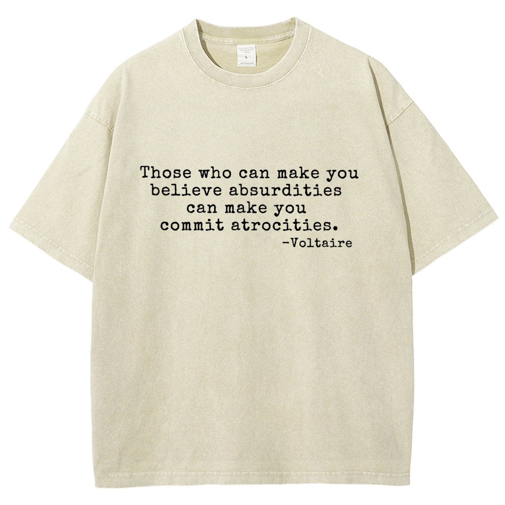 Voltaire Quote: Anti-Violence Politics Vintage Distressed T-shirt 2602000182