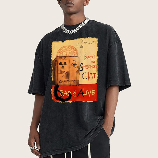 Tournee Du Schrodinger Chat Vintage Distressed T-shirt