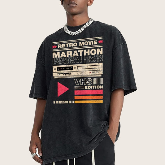 Retro Movie Marathon VHS Edition Vintage Distressed T-shirt