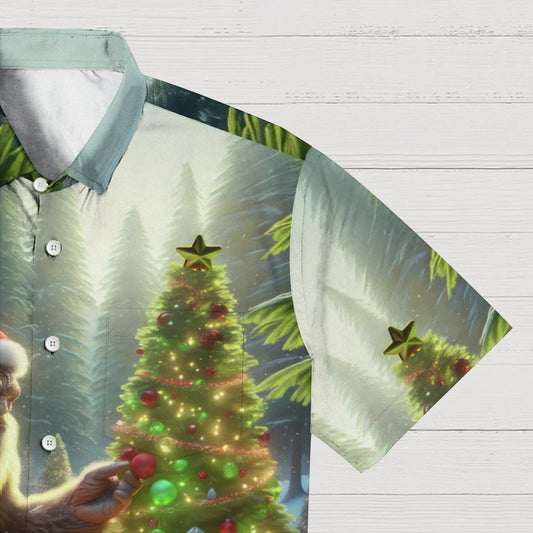 Funny Orangutan Decorating Christmas Tree Print Geeky Shirt