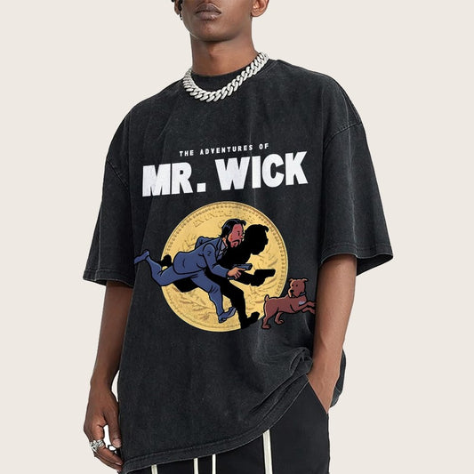 The Adventures of Mr. Wick Vintage Distressed T-shirt