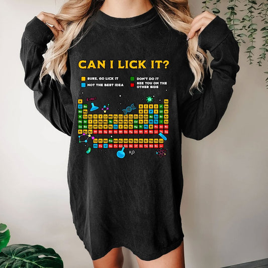Can I Lick It Periodic Table Washed Long Sleeve Tee
