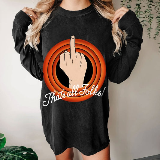 That's all folks Washed Long Sleeve Tee
