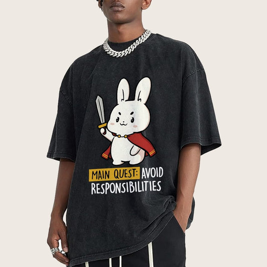 Main Quest Avoid Responsibilities Vintage Distressed T-shirt