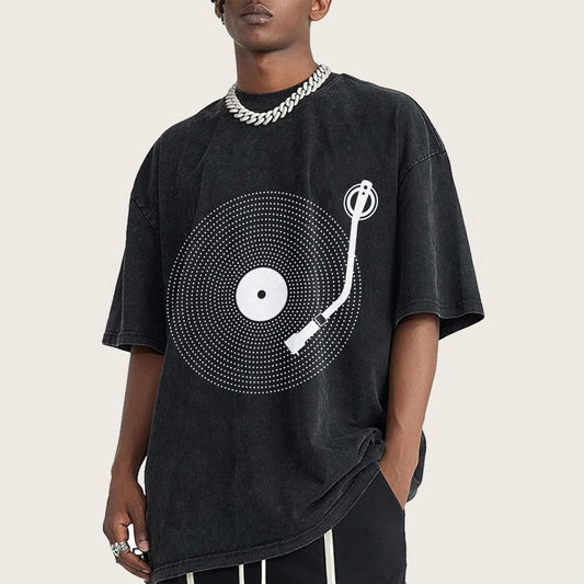 Simple Record Vintage Distressed T-shirt