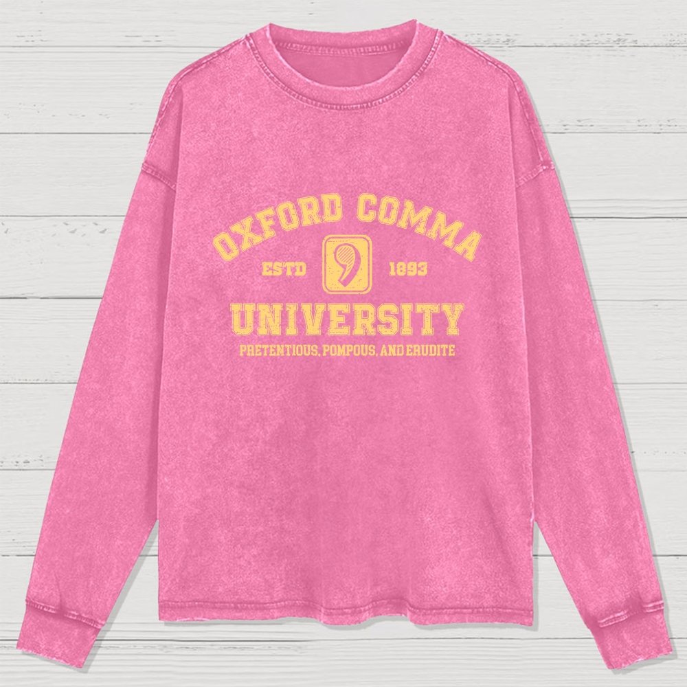 Oxford Comma University Washed Long Sleeve Tee