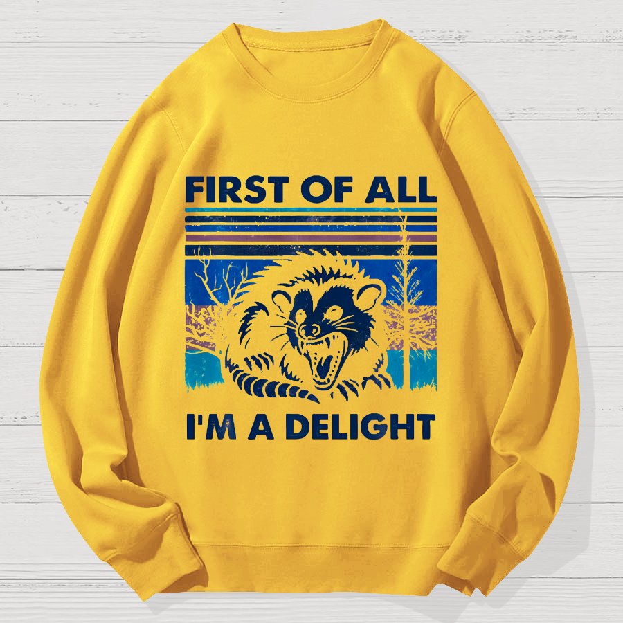 First Of All I'm A Delight Sarcastic Geek Cotton Sweatshirt