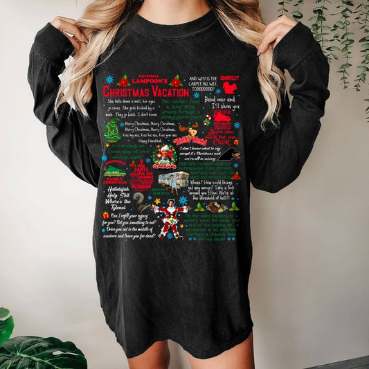 Holiday Vacation Quote Washed Long Sleeve Tee