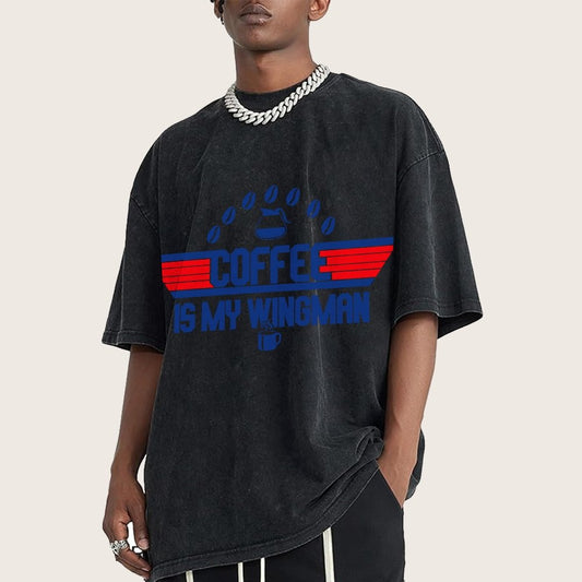 Coffee Is My Wingman Vintage Distressed T-shirt