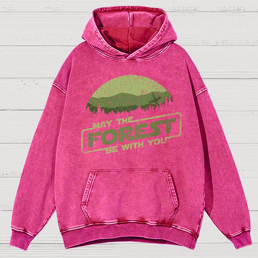 Retro Forest Moon Vintage Distressed Hoodie