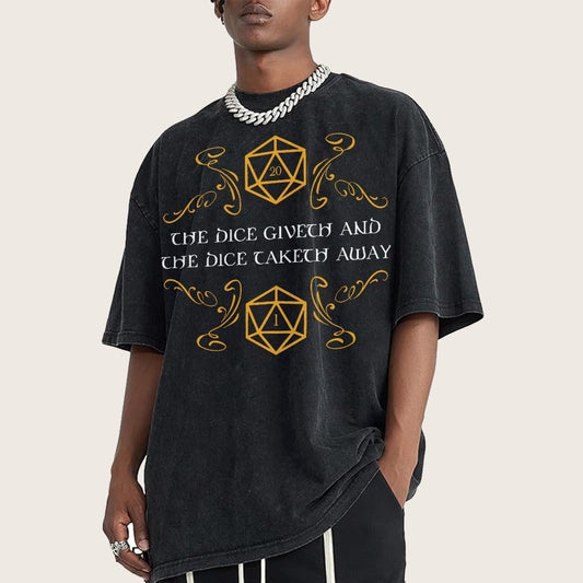 The Dice Giveth And Taketh Away Tabletop RPG Gaming Vintage Distressed T-shirt