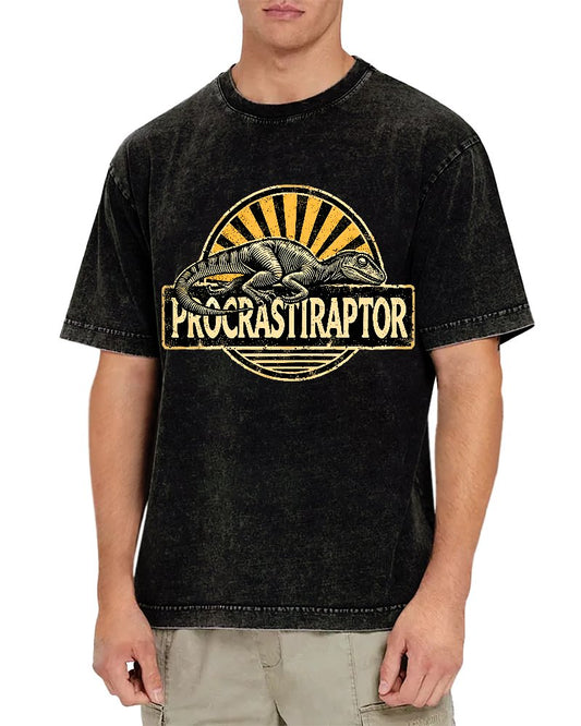 Procrastiraptor Vintage Distressed T-shirt