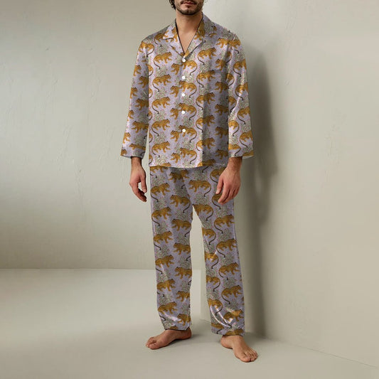 Leopard Art Print Geek Long Sleeve Pajama Set