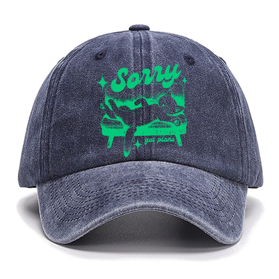 Sorry Got Plans Funny Cat Cotton Hat