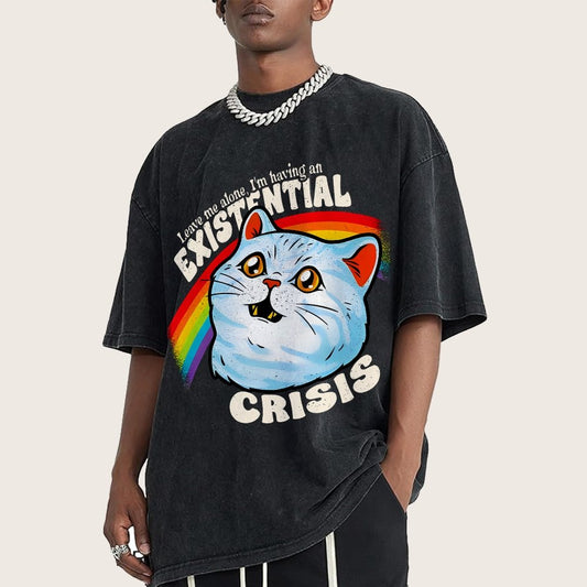 Existential Crisis Cat Vintage Distressed T-shirt