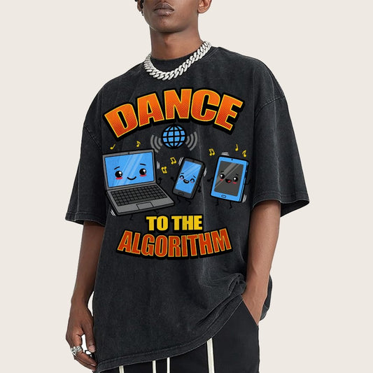 Dance To The Algorithm Funny Vintage Distressed T-shirt
