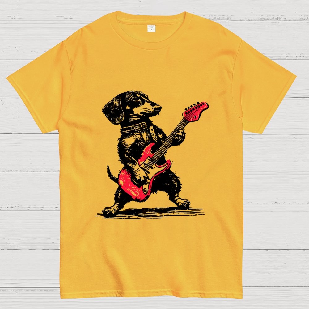 Dachshund Weenie Playing Guitar Geek T-Shirt