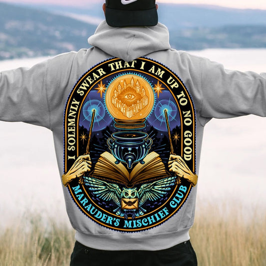 Mischief Club Printed Back Cotton Hoodie