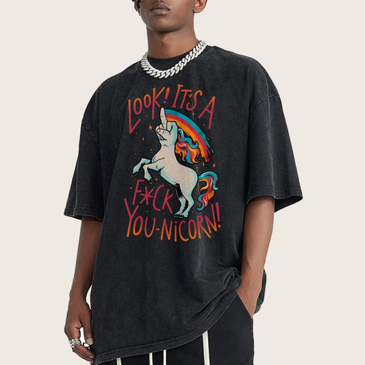F-You Unicorn Vintage Distressed T-shirt
