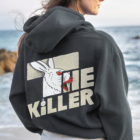 Mysterious Rabbit Printed Back Unisex Cotton Hoodie