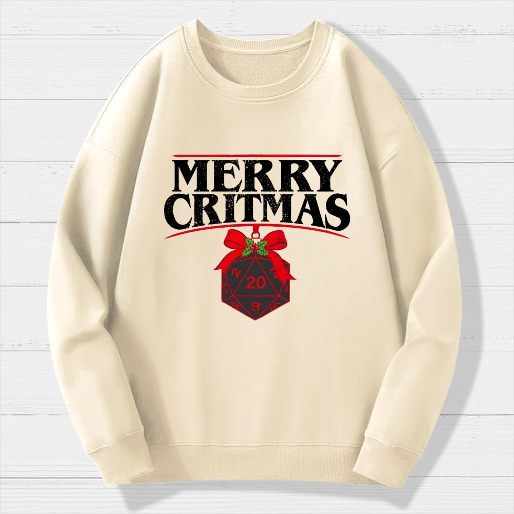 Merry Critmas D20 Holiday Geek Cotton Sweatshirt
