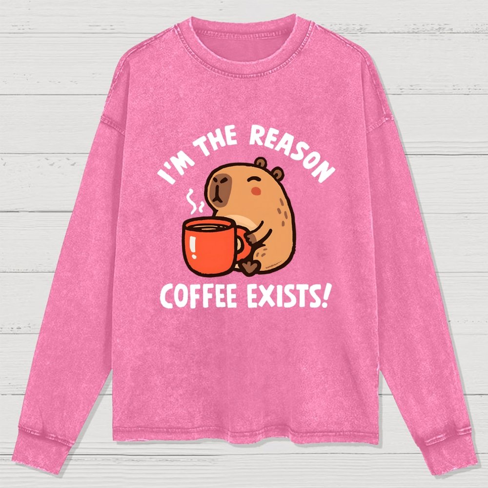 The Reason Coffee Exists Washed Long Sleeve Tee