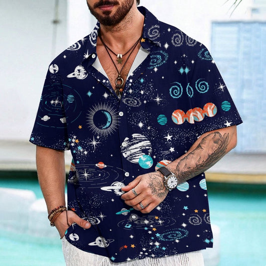 Universe Space Planet Print Geek Hawaiian Shirt