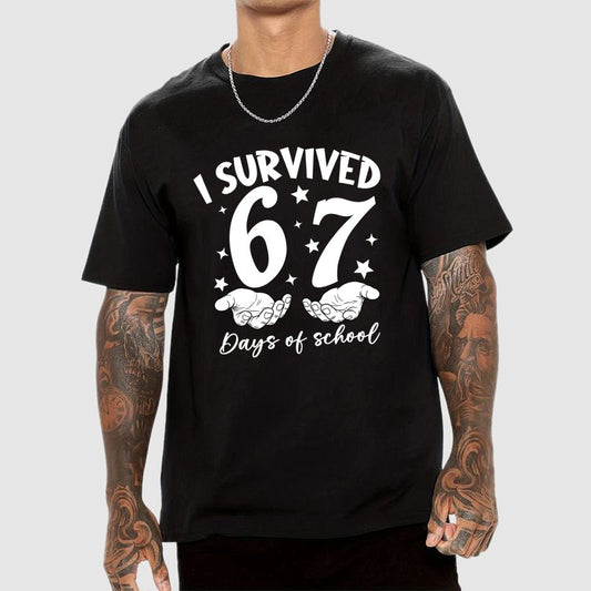 I Survived 67 Days of School Funny Meme Geek T-Shirt