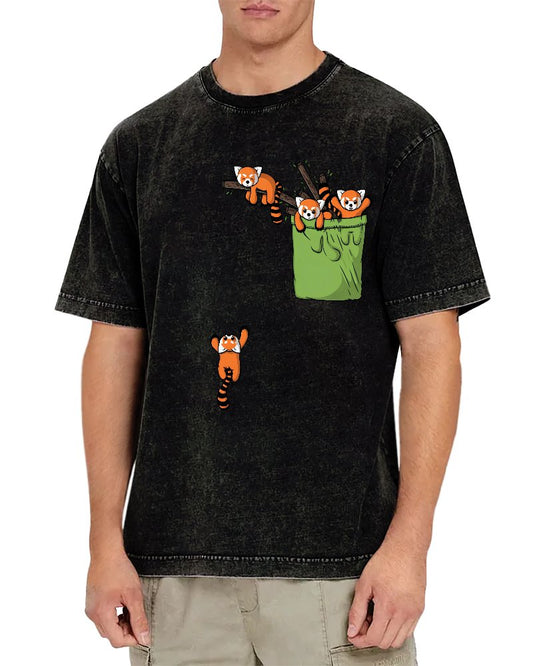 Pocket Red Panda Vintage Distressed T-shirt