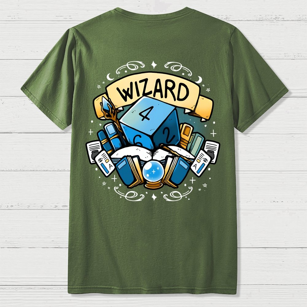Wizard Dice Front And Back Printing Geek T-Shirt