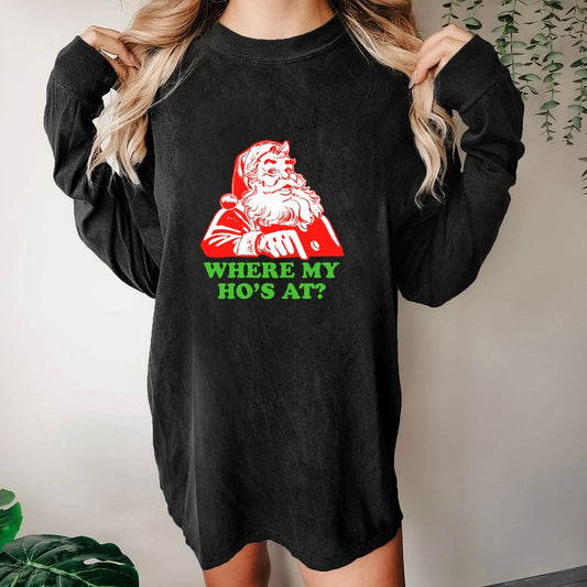 Ho Ho Ho Christmas Washed Long Sleeve Tee