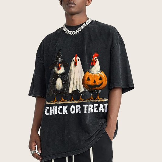Halloween Chick or Treat Vintage Distressed T-shirt
