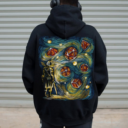Starry Dice Printed Back Cotton Hoodie