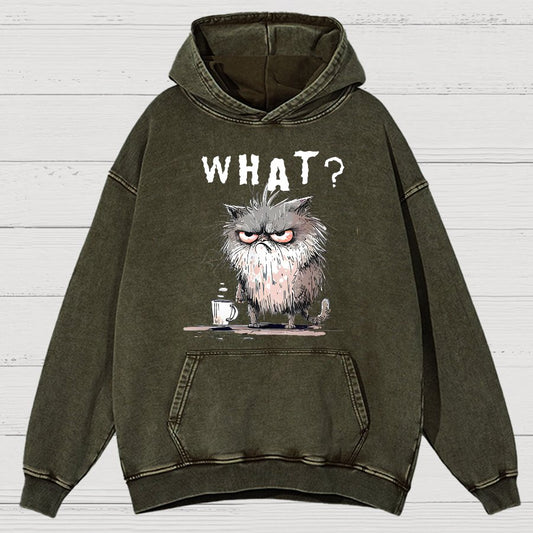 Bad Temper Feline With Coffee Grumpily Catty Funny Vintage Distressed Hoodie