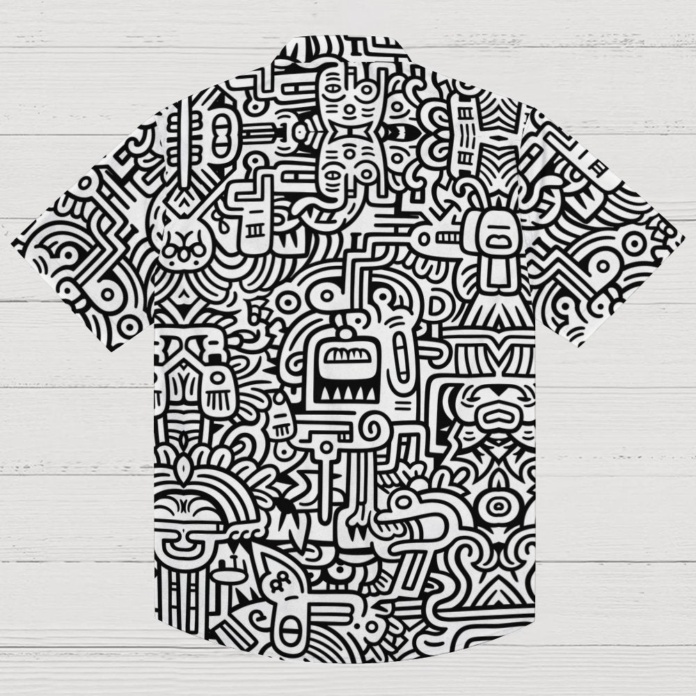 Retro Graffiti Art Print Geek Hawaiian Shirt